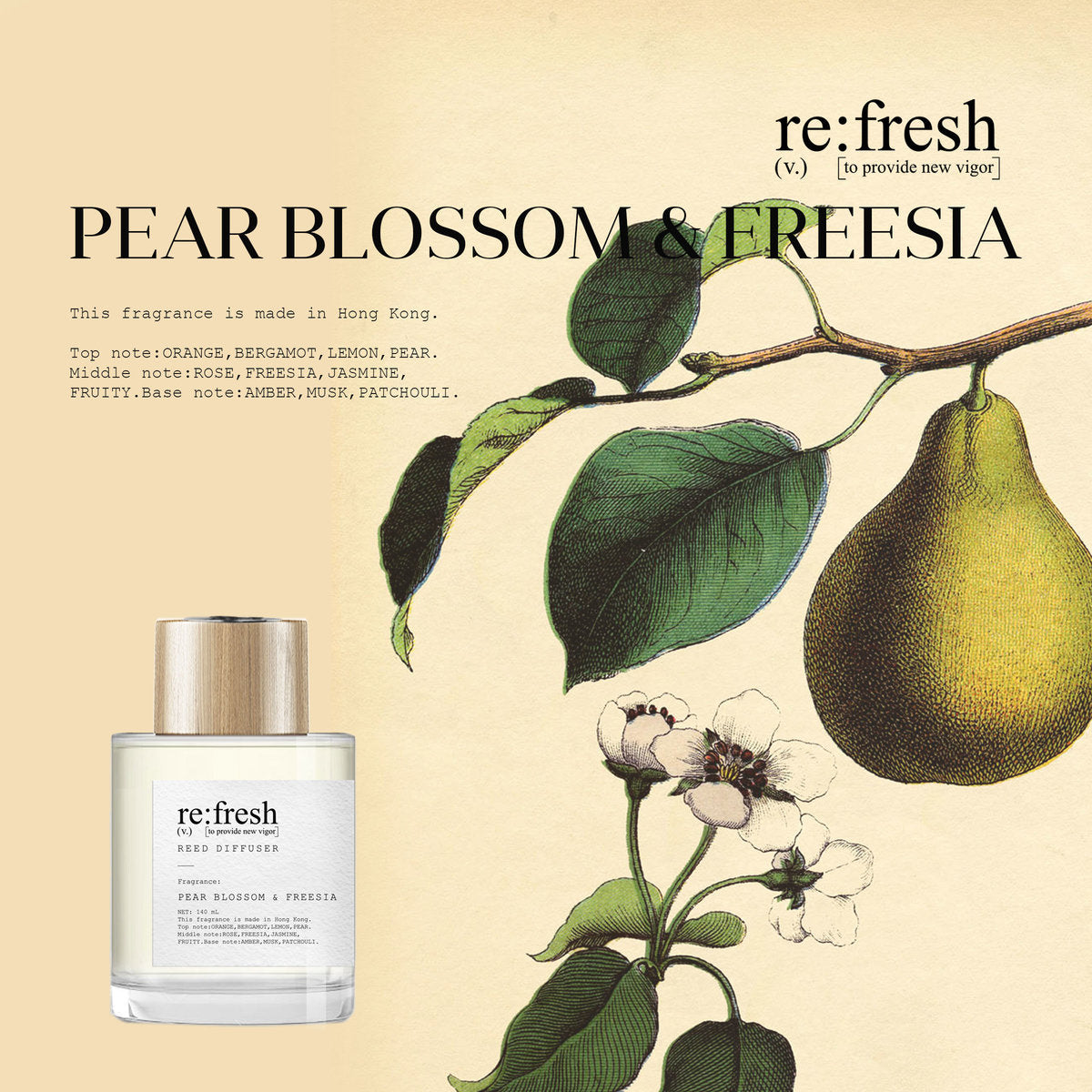 Re:fresh 梨香小蒼蘭香薰 140ml x 12支(原箱裝)